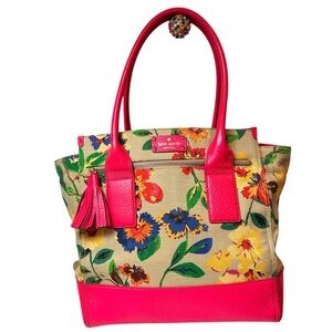 Kate Spade Rare New York Floral Garden Tote Bag Hot Pink Shoulder Bag